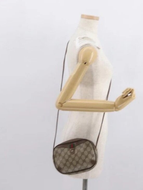 GUCCI GG Supreme Web Sherry Line Bag PVC Beige Gold 156 02 066 Auth BA10344 - Picture 13 of 15